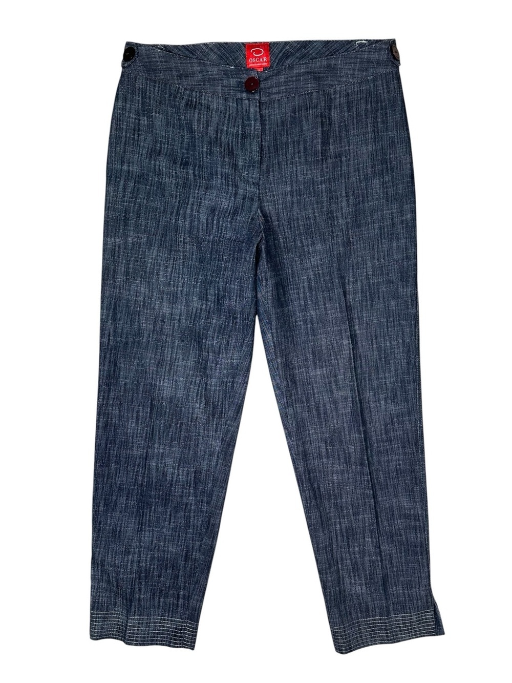 Vintage Oscar by Oscar De La Renta Women’s 12 Dark Chambray Denim Trouser Pant - Picture 2 of 14